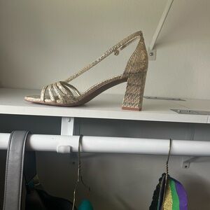 Naturalizer Gold Strappy Block Heel Sandals